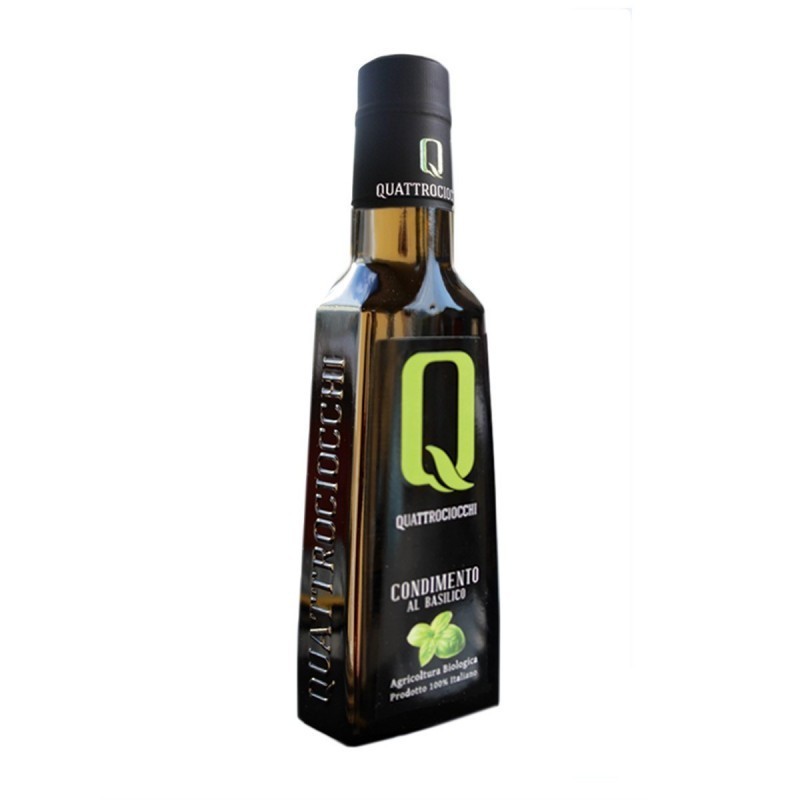 Condimento a base di Olio extravergine di oliva e Basilico Bio - Quattrociocchi - 250ml Condimento a base di Olio extravergine di oliva e Basilico Bio - Quattrociocchi - 250ml