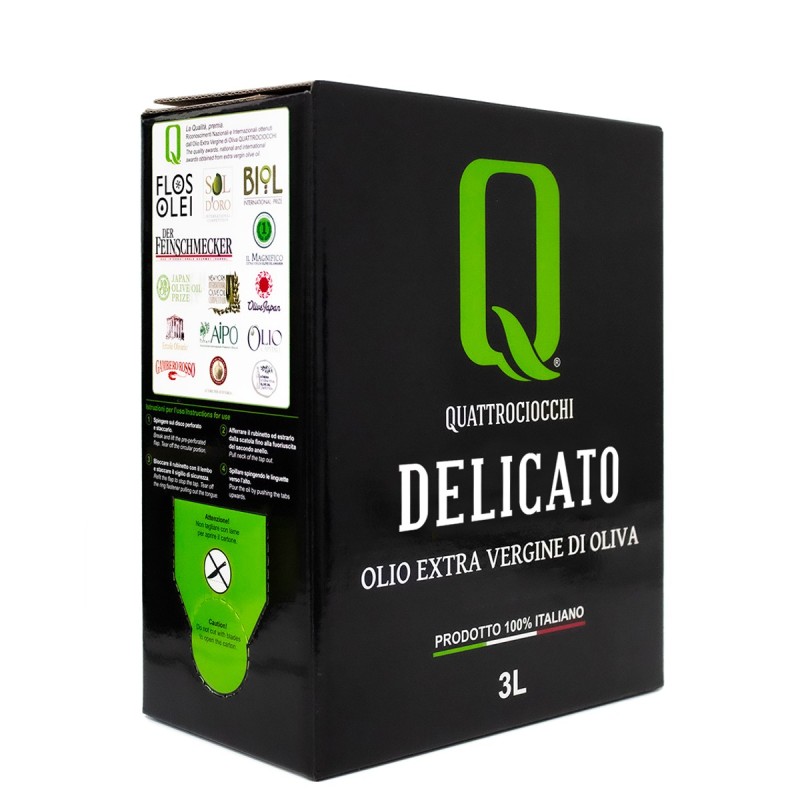 Olio extravergine Delicato Leccino Bag in Box Quattrociocchi - 3l