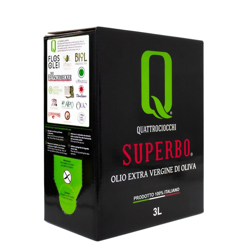 Olio extravergine Superbo Moraiolo Bag in Box Quattrociocchi - 3l Olio extravergine Superbo Moraiolo Bag in Box Quattrociocchi - 3l