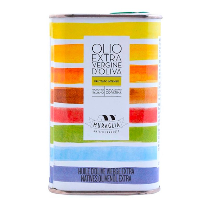 Olio extravergine Lattina Rainbow Fruttato Intenso Muraglia 250ml Olio extravergine Lattina Rainbow Fruttato Intenso Muraglia 250ml